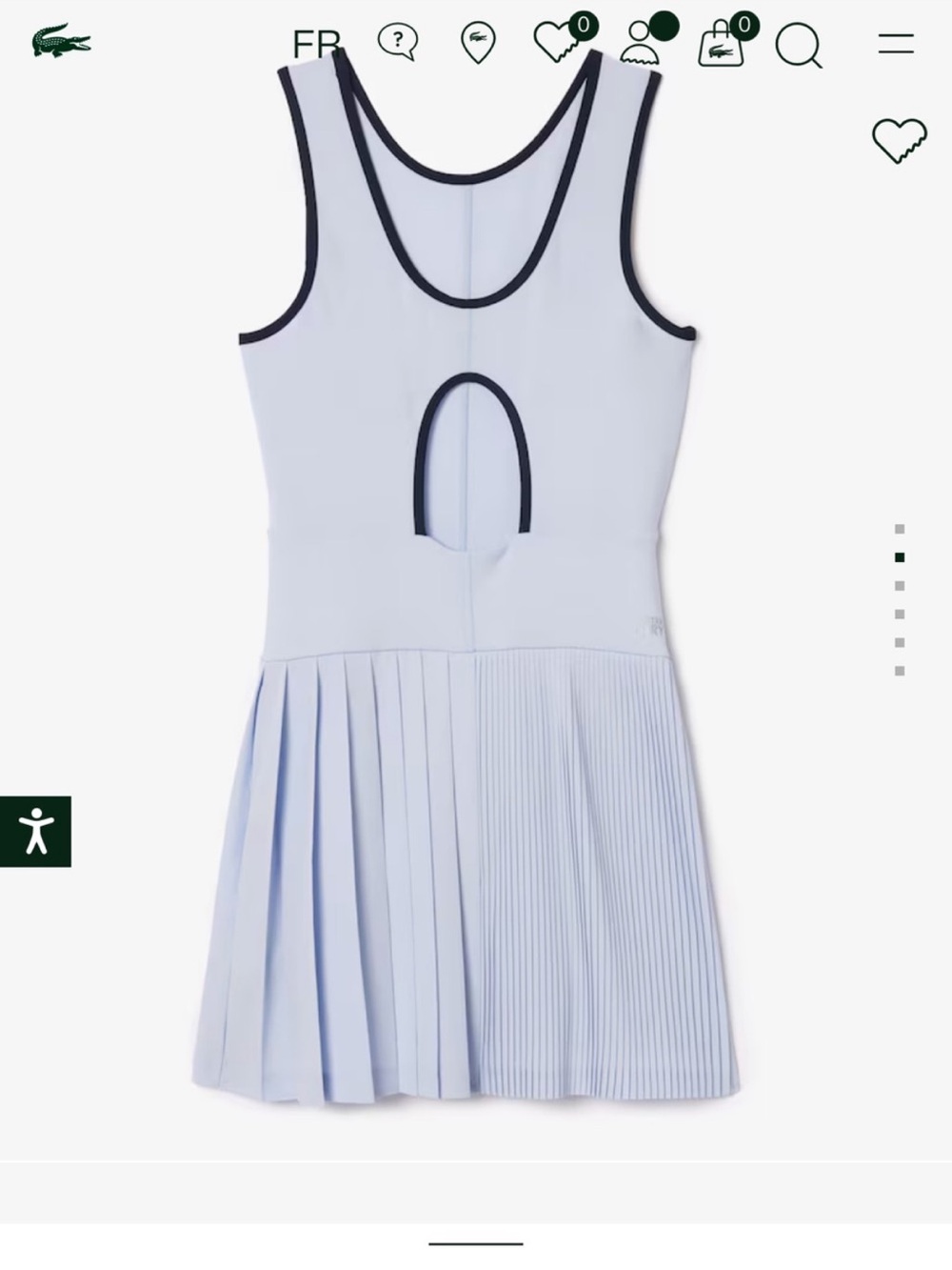 Lacoste Light Blue Pleated Tennis Dress with Contrast Trim Size 4 - Picture 2 of 11
